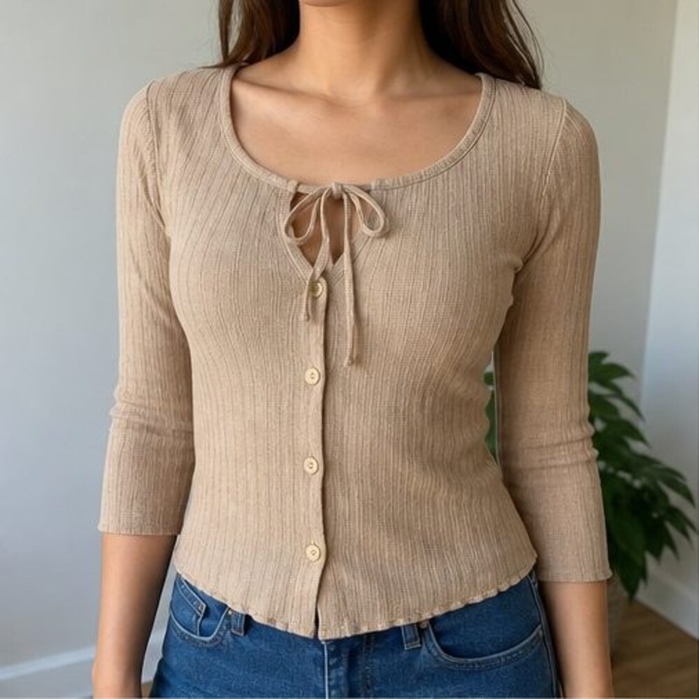 Sand Button Blouse - Picture 2 of 6